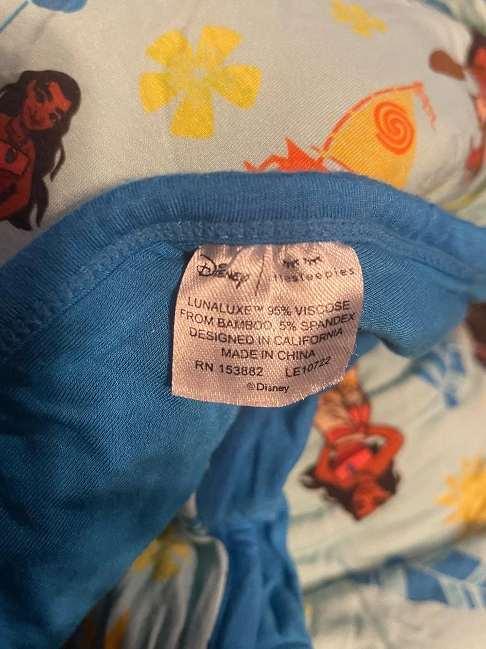 Little Sleepies Light Blue Moana Print Throw with Yellow & Blue Accents